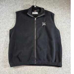 Vintage 90s Metallica Fleece Vest Mens Large Black Giant Ninja Star Full Zip